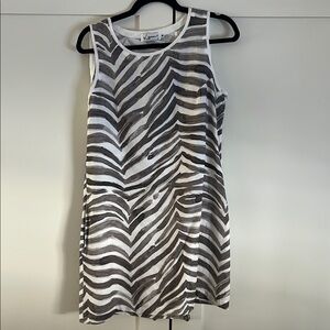 Zebra Print Linen Sleeveless Dress